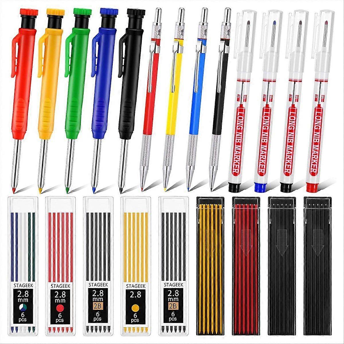 1 Set Mechanical Carpenter Pencil Set with 78 Pencil Refills and Sharpener, Mechanical Pencils,Deep