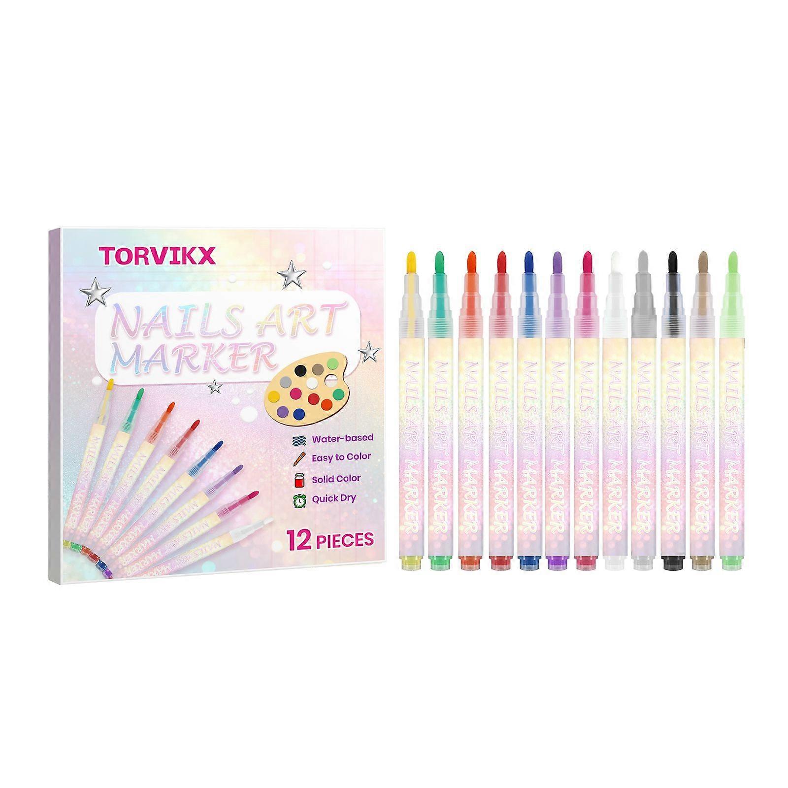 TORVIKX Diy Nail Art Painting Pens Are Bright And Colorful, Easy To Handle, And Can Be Used In Various Diy Occasions Without Smudging