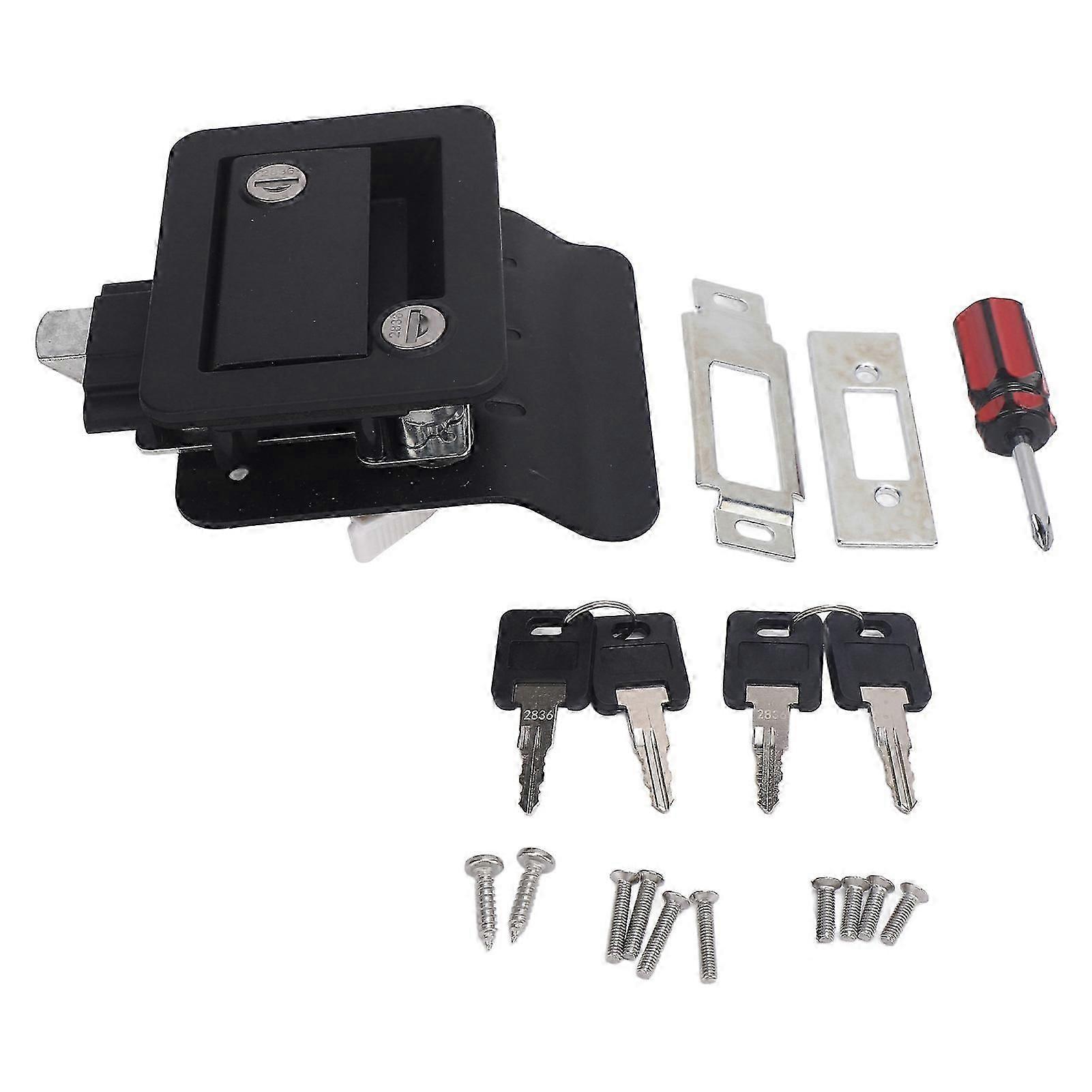 Black Paddle Handle Door Lock with Deadbolt for RV Trailers, Secure UK Camping and Travel Essentials