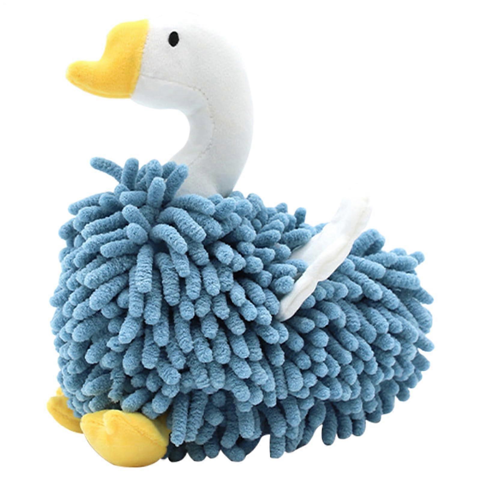 Chenille Hand Towels - Absorbent Plush Drying Sponge with Loop, Decorative Blue Bathroom Accessories for Cleaning and Drying