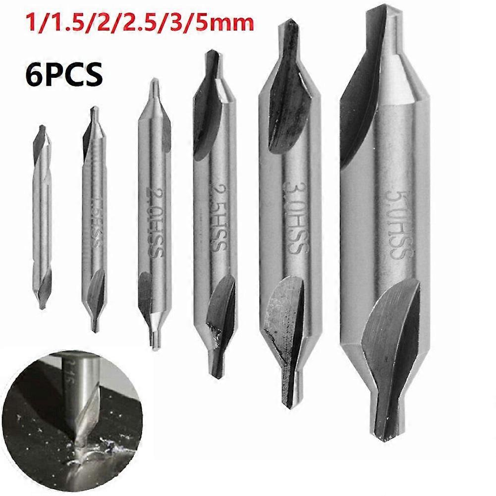 Power Tool-6Pcs HSS Combined Center Drill Countersink Bit Mill Tackle Tool Double 1-5mm
