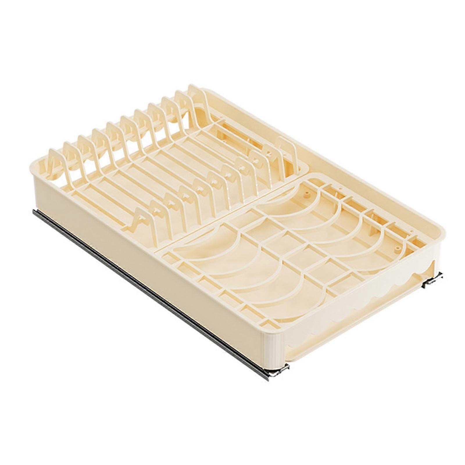 Sliding Cabinet Organizer Shelf for Under Sink Storage with Removable Dish Drainer Rack