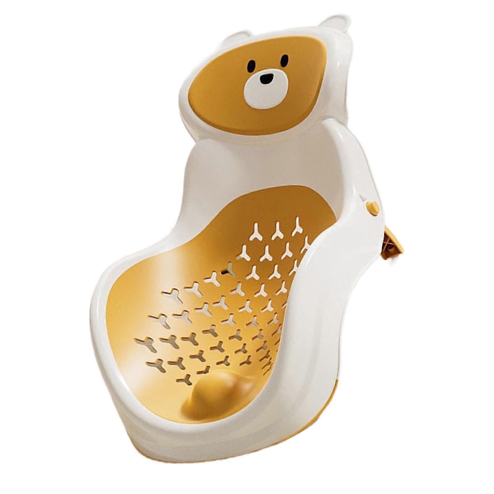 Child Safe Bath Basin Bear Theme Ergonomic Structure Feature Space Efficient Storage  Yellow