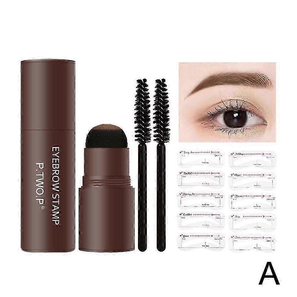 Natural Finish Eyebrow Powder Set with Soft Mushroom Head Sponge for Easy Application in Four Shades