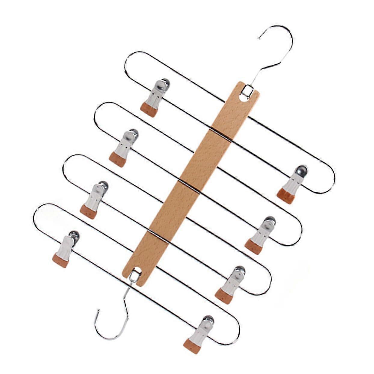 Wood Pants and Skirt Hanger with Clips, SpaceSaving Closet Organizer for Neat Storage