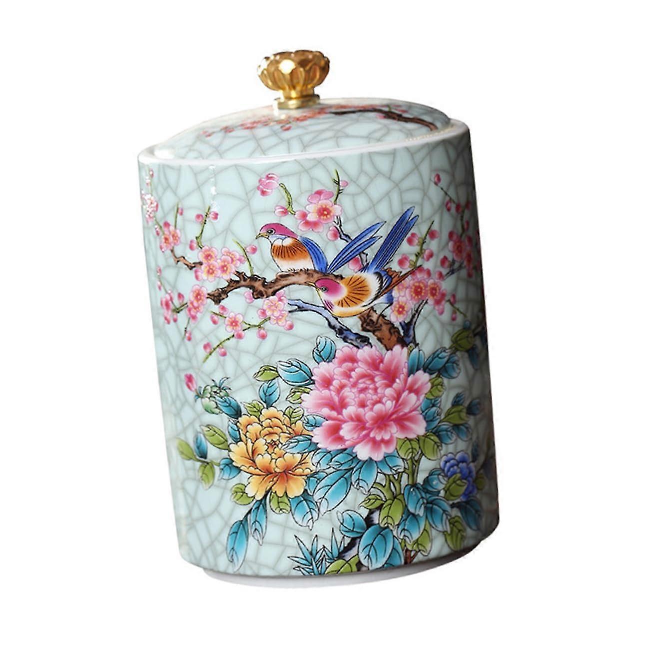 Ceramic Enamel Tea Jar with Airtight Seal for Loose Leaf, Snacks, Spices and Dried Fruits Storage