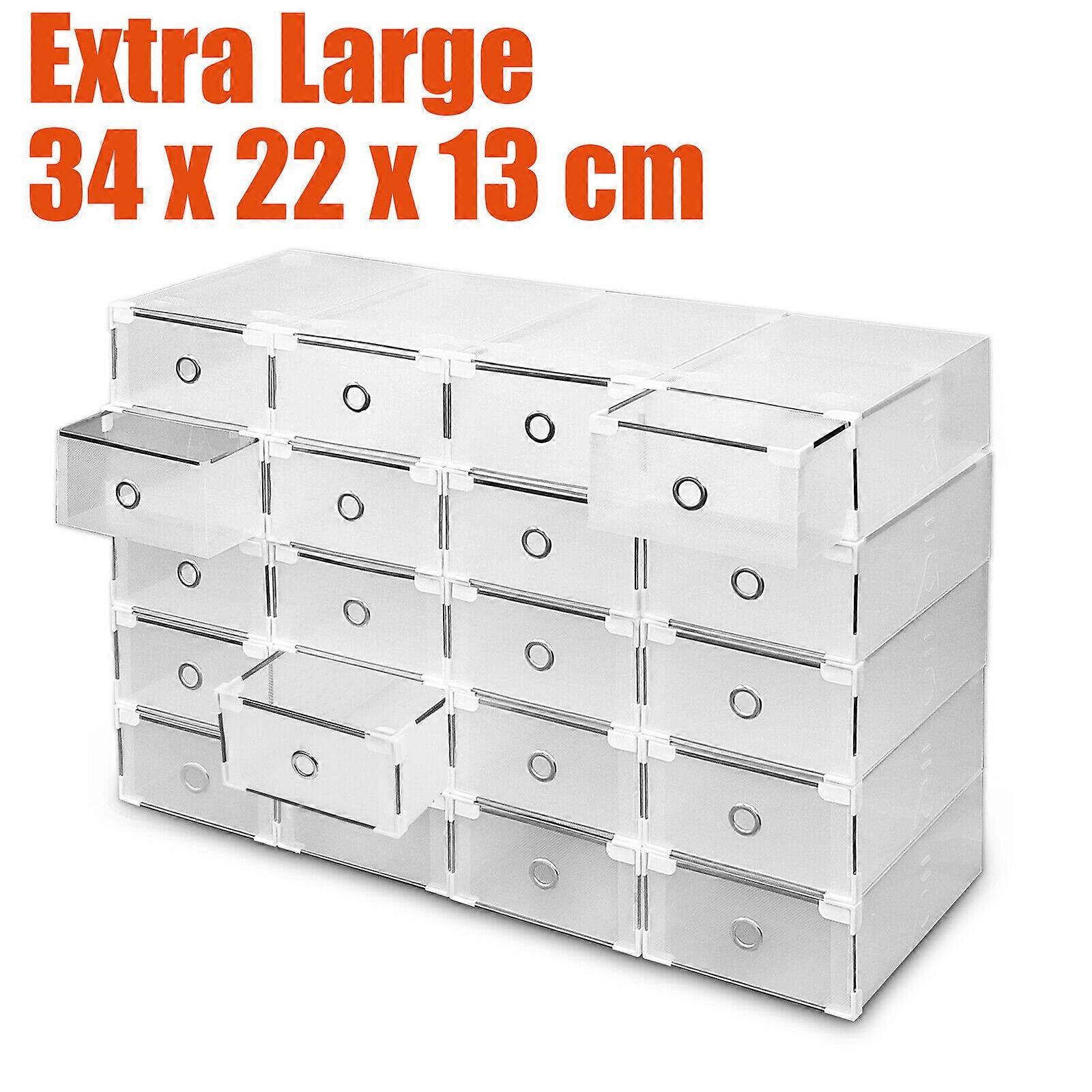 10PCS Plastic Crate Storage Clear Drawer Shoe Boxes Stackable Foldable Shoes Case Home Wardrobe Thicken Shoebox with Metal Package Size 31*20*11 (Mult