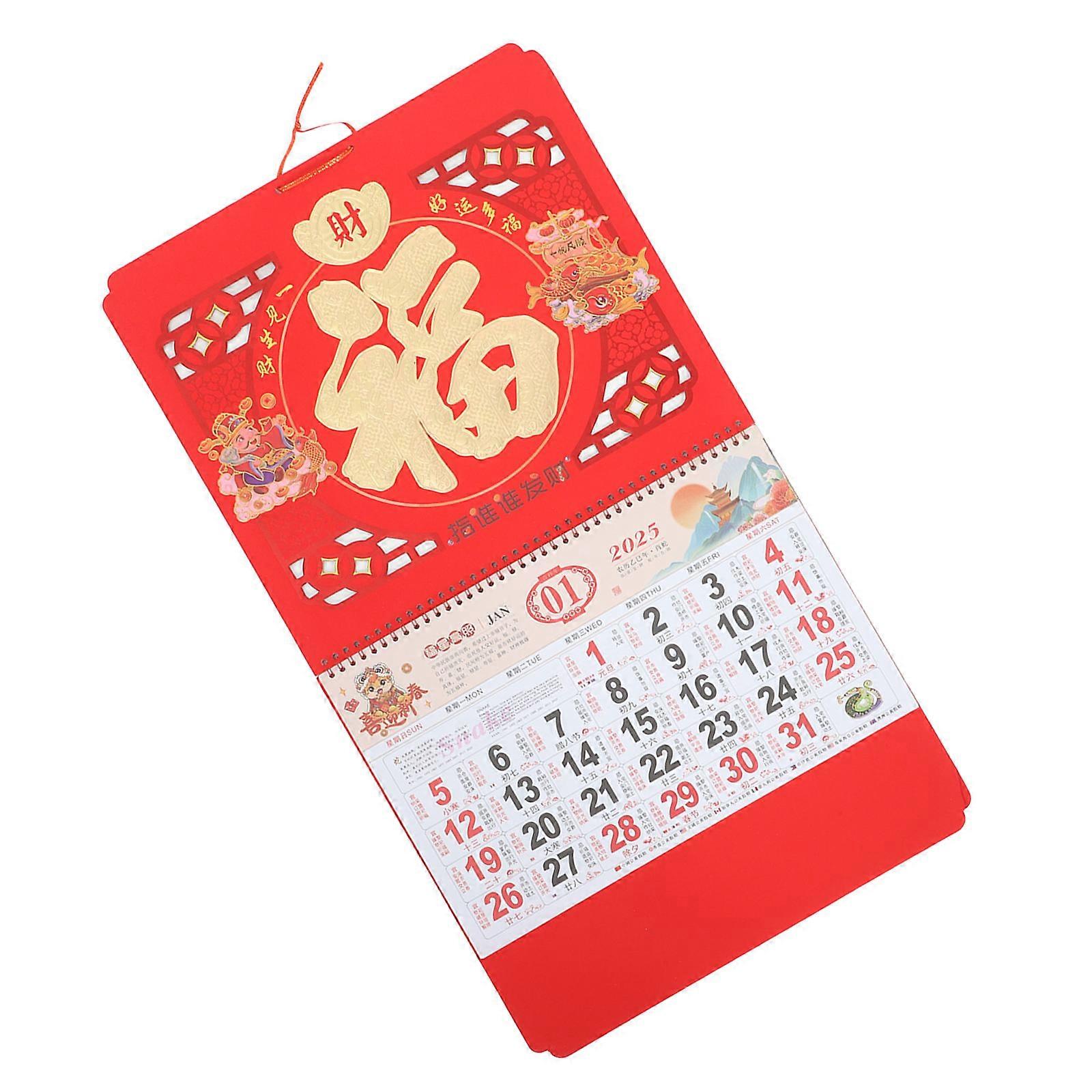 Chinese New Year Wall Calendar Hanging for Monthly Use 2025 Year of The Snake