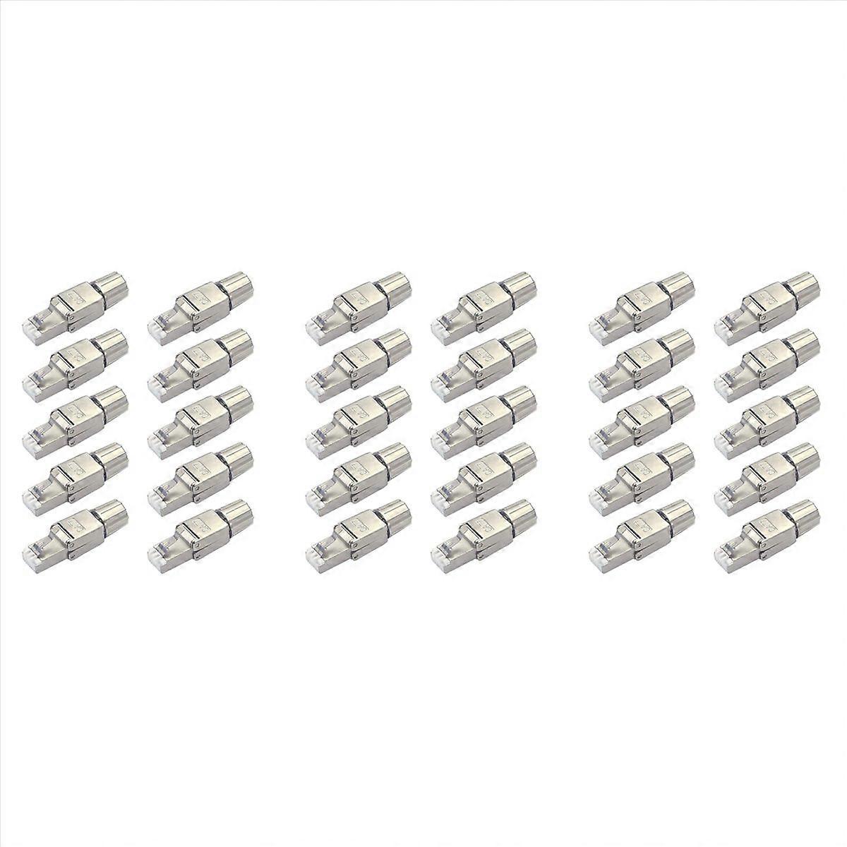 30X RJ45 Cat7 Connectors Tool-Free Reusable Shielded Ethernet Termination Plugs, Internet Plug, Fast