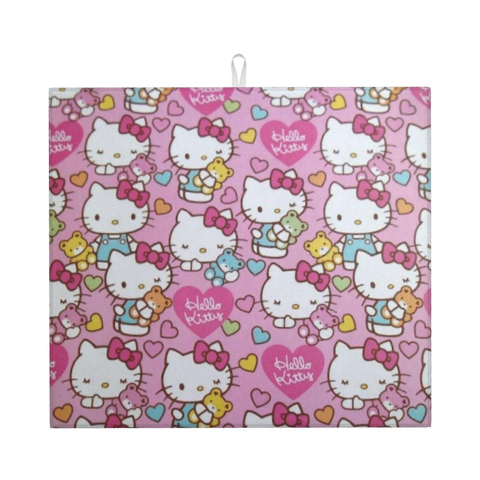 Hello Kitty Dish Drying Mat For Kitchen Counter, Microfiber Dish Mat, Fast Absorbent Draining Pad
