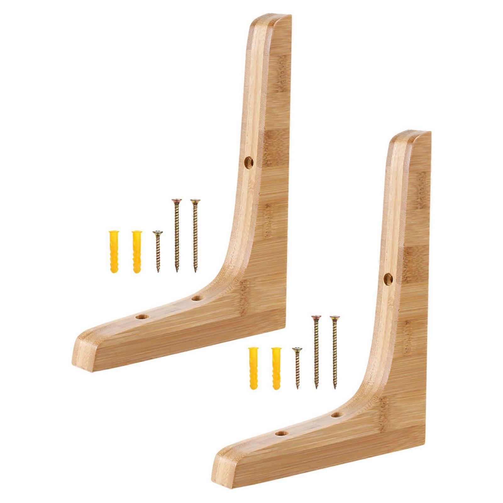Wood Floating Shelf Bracket Wall Mounted Support Display Books Decorative Items Triangular Homeowners 2Pack