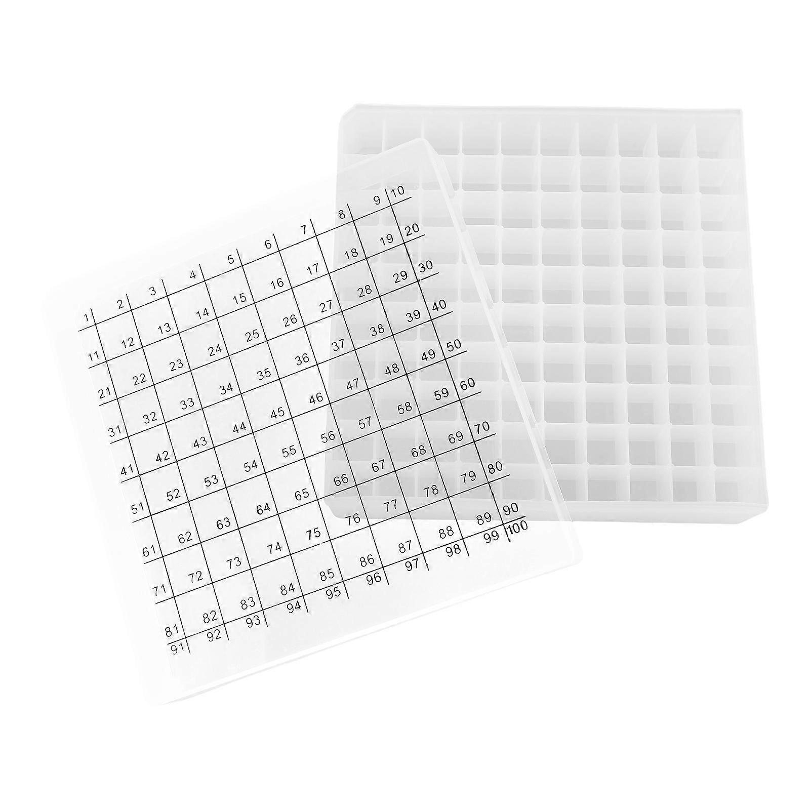 Laboratory Test Tube Holder Clear Storage Box for Freezer Use 100 Slots