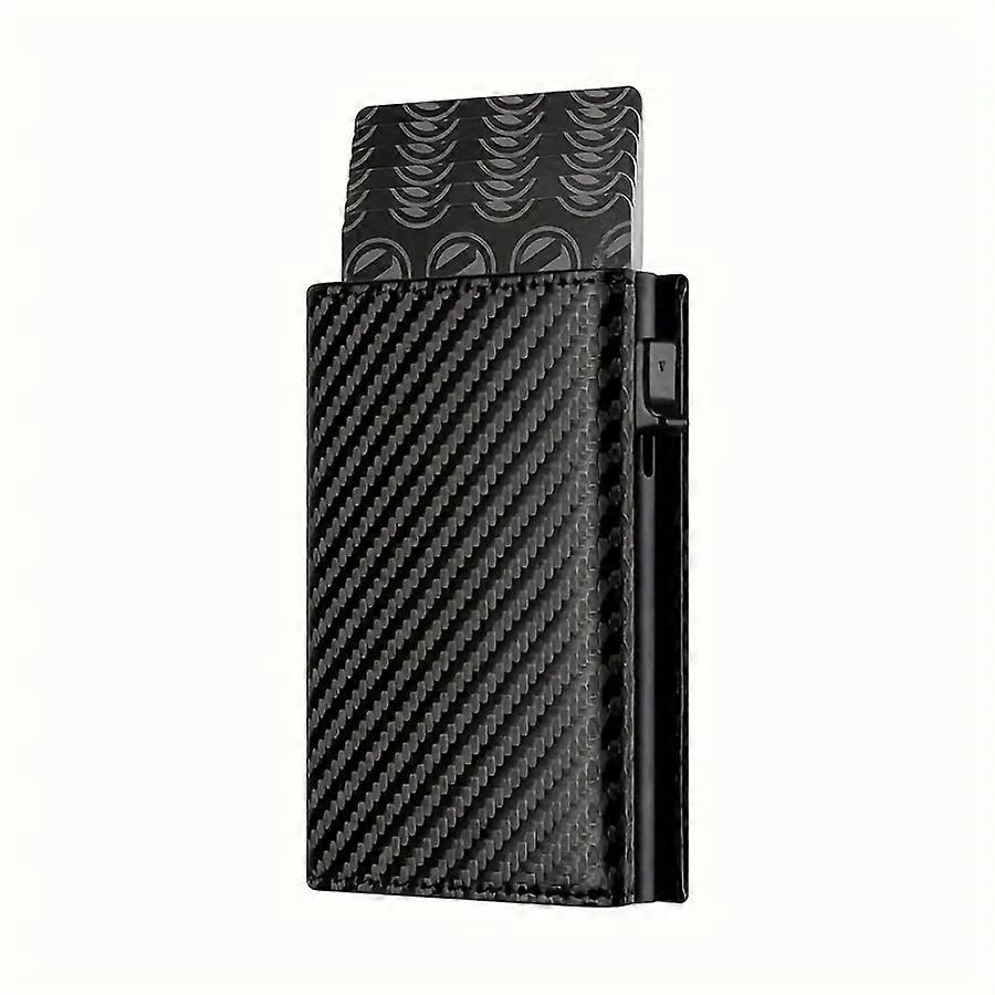 Men's Wallet with Zipper Coin Purse Automatic Pop-up Metal Credit Card Holder Minimalist RFID Blocking Business Card Wallet Idea