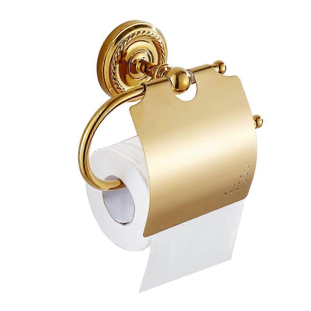 Rustproof Vintage Wall Mounted Toilet Paper Holder with Secure Endcap Copper Bathroom Organizer