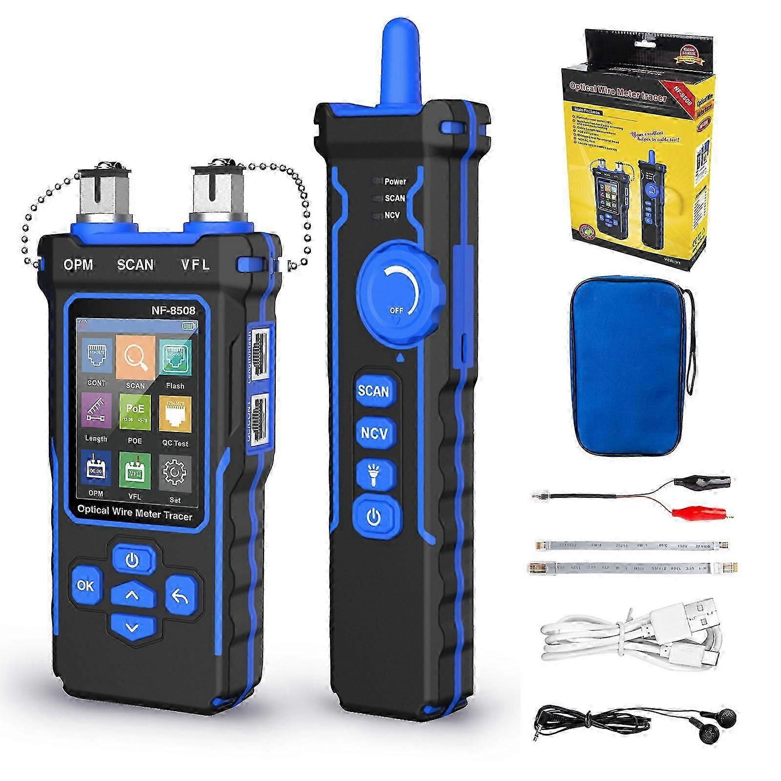 Network Cable Tester Optical Wire Meter Tracer LCD Digital Rechargeable Network Line Finder Wire PoE Checker