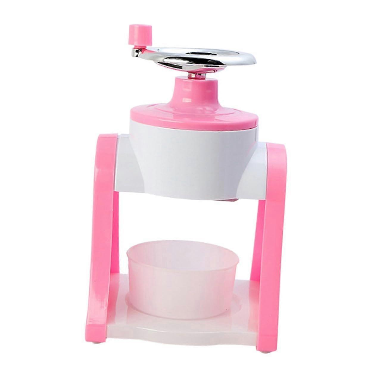 Manual Ice Crusher Compact Hand Crank Smooth Shaver for Home Use and Frozen Treats Pink