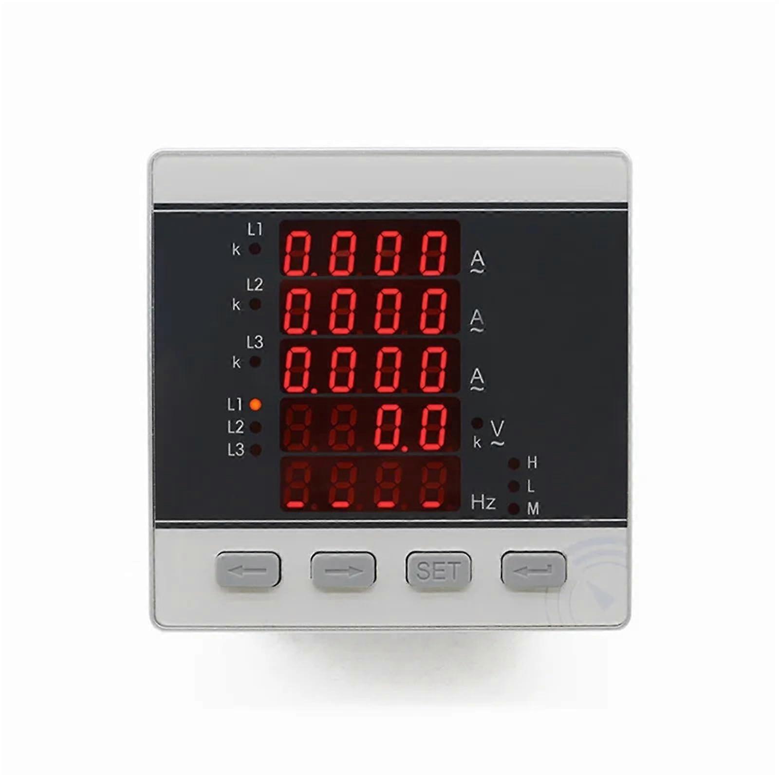 Three Phase Digital Power Meter with 100A CT, Voltage Current Frequency Monitoring, Panel Mount