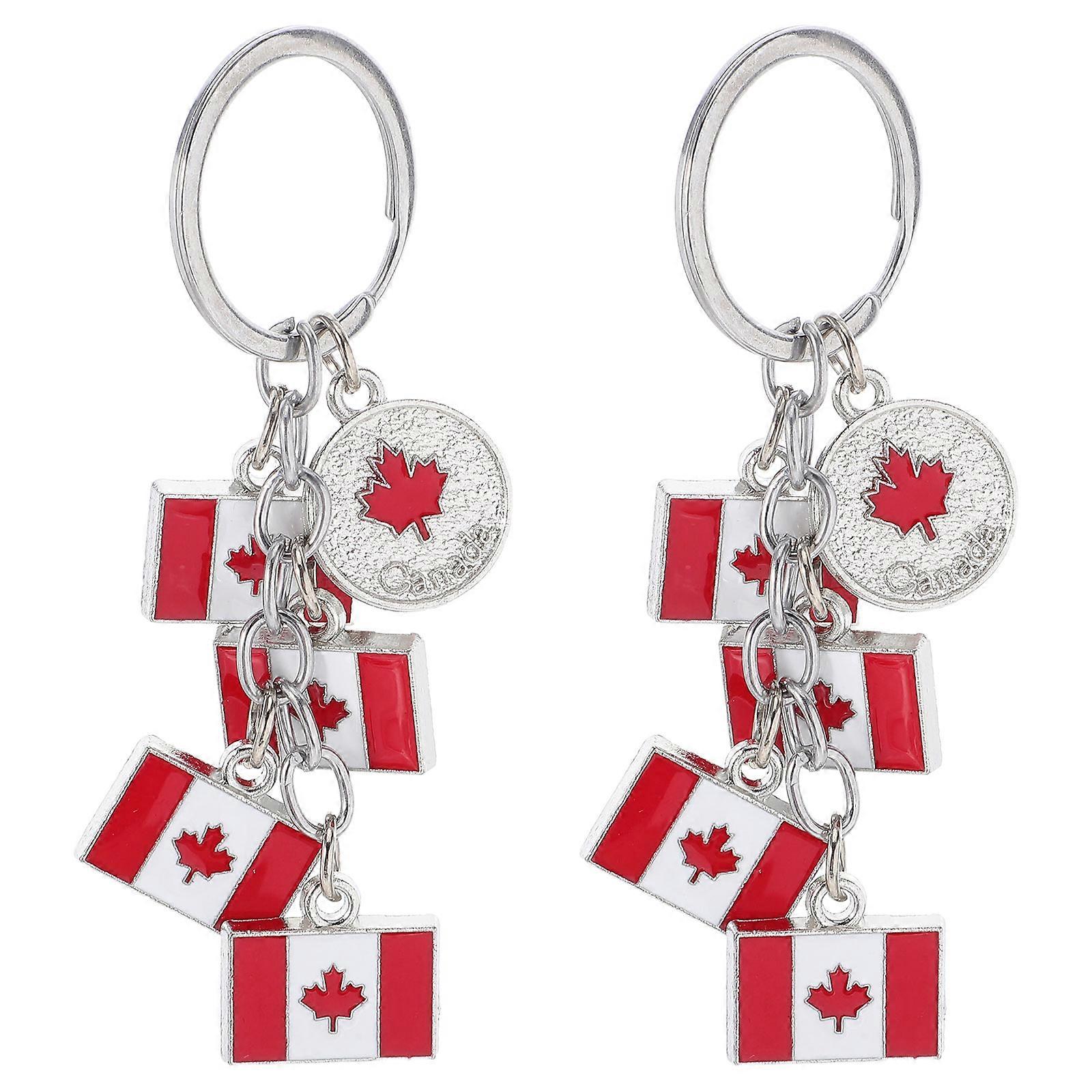 Maple Leaf Keychains Decoration 2Pcs for Canada Day Presents