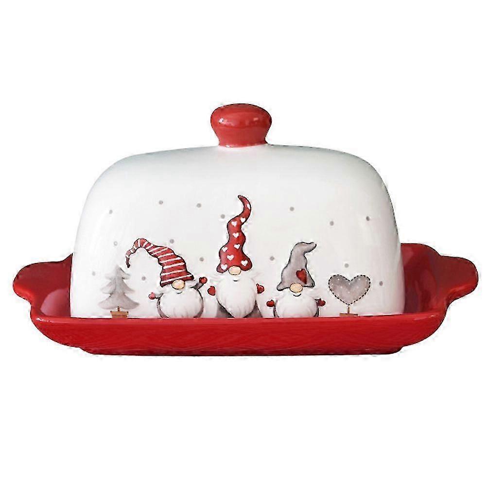 ceramic butter keeper with lid christmas