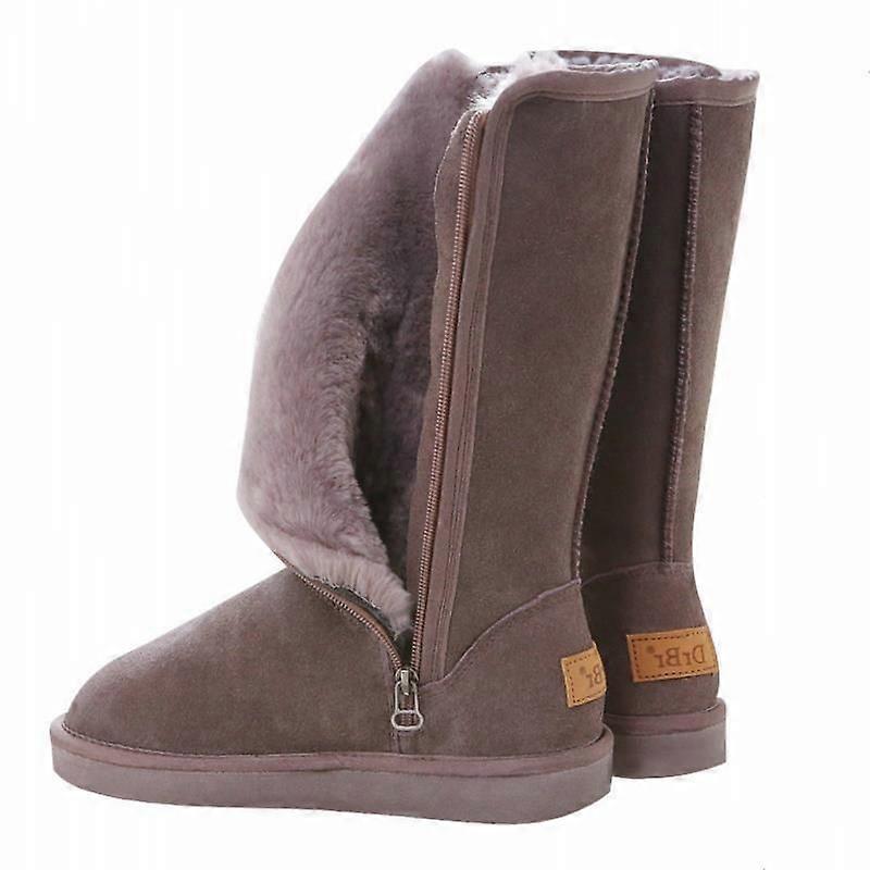 Women's high-top snow boots with inner zipper, fleece-lined and thickened