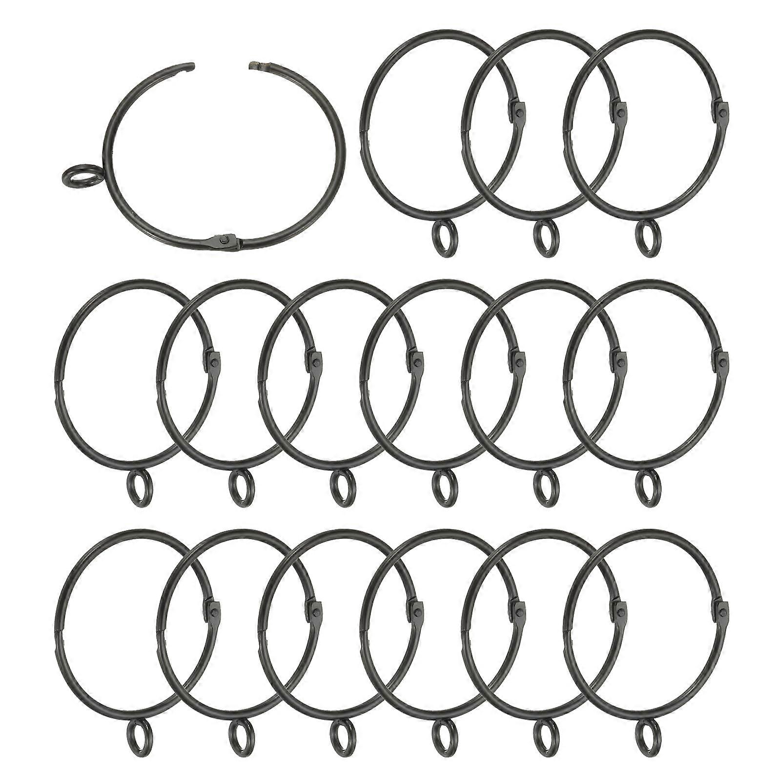 2 Inch Black Metal Curtain Rings with Eyelets, 28 Pcs Rustproof Smooth Glide for Heavy Curtains