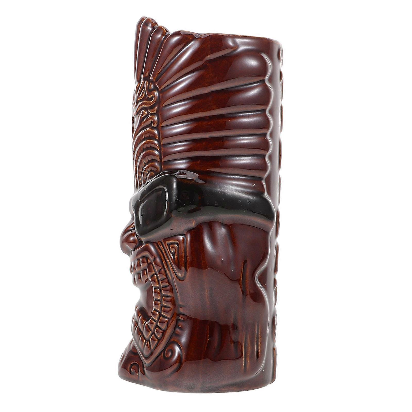 Tiki Cocktail Glass Multi-Function Drink Cup for Camping Use Ceramic