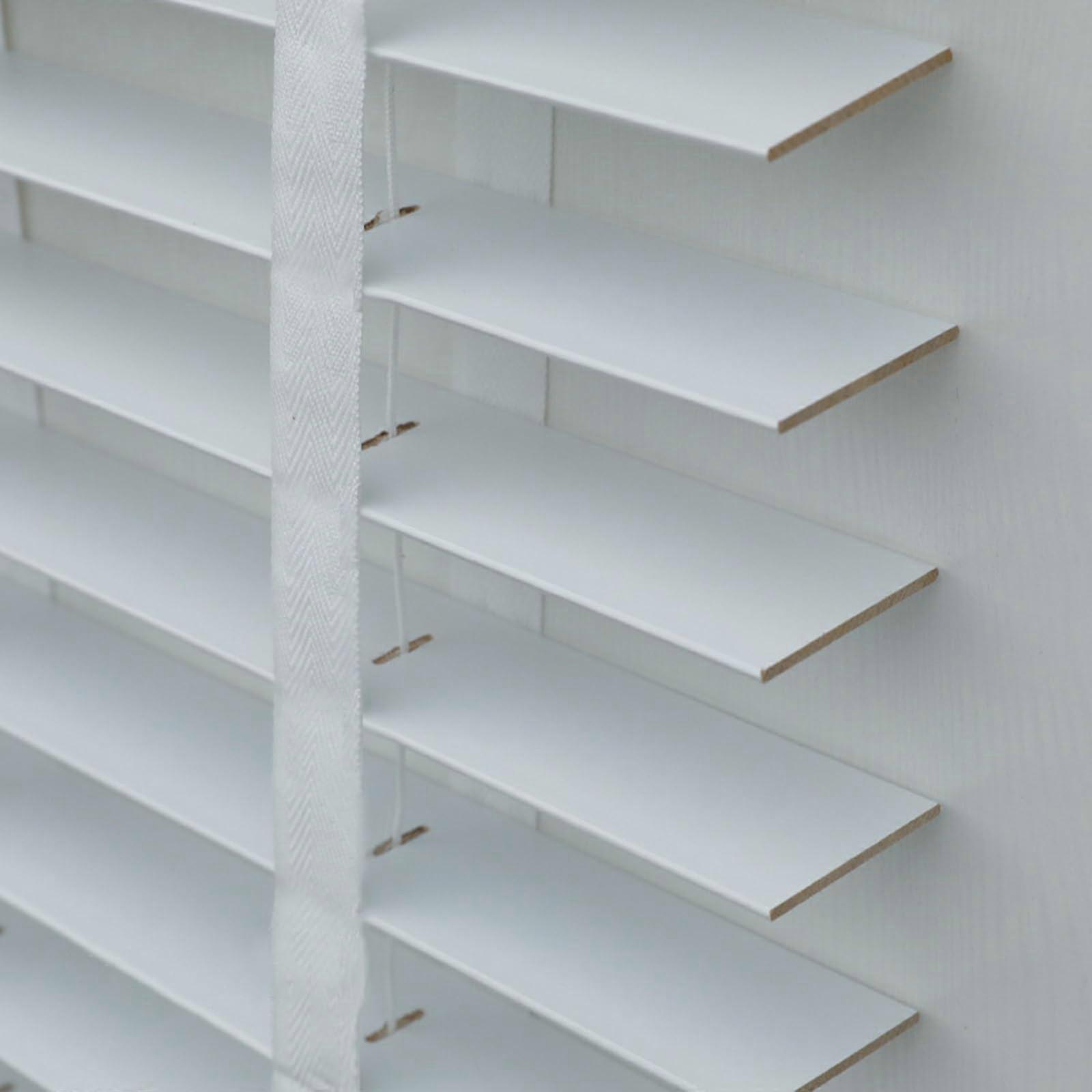 Cordless Wood Blinds Durable Solid Wood Custom Size for Windows and Doors White 2072x3082