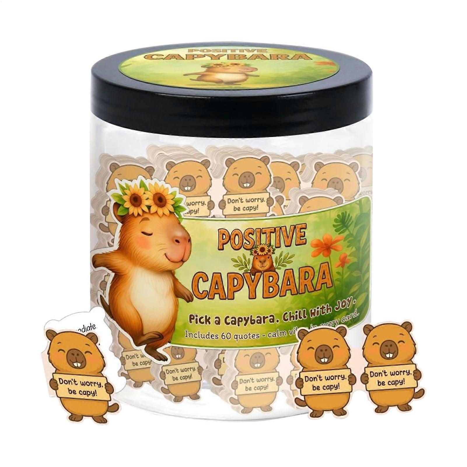 Mindfulness Affirmation Cards with Capybara Illustrations in Gratitude Jar for Kids and Adults