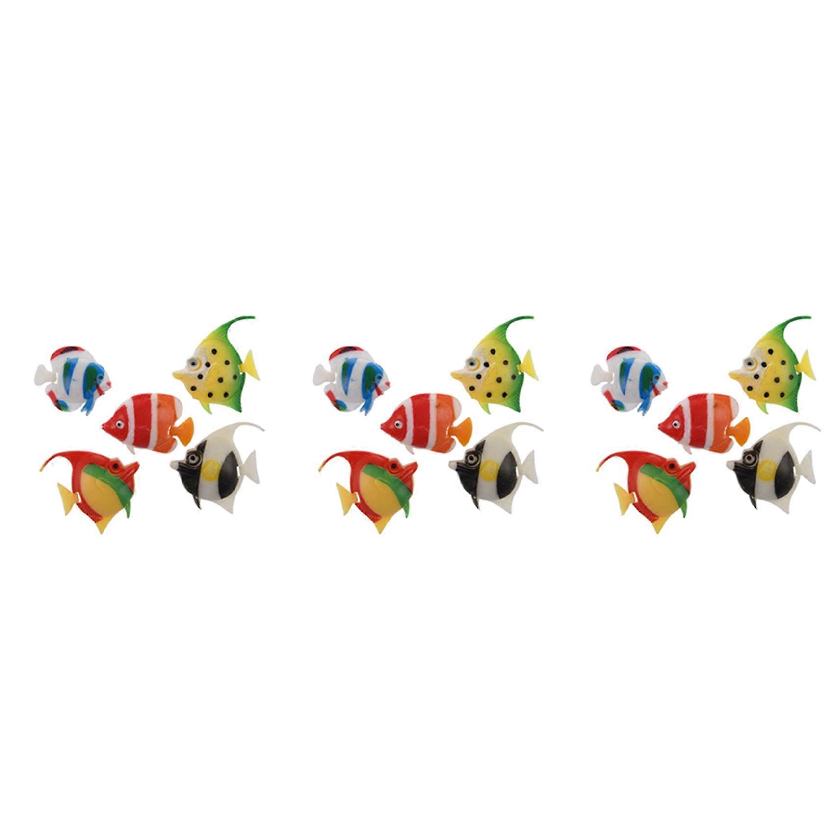 Artificial Multi-Colored Plastic Fish Ornament 15Pcs for Aquarium