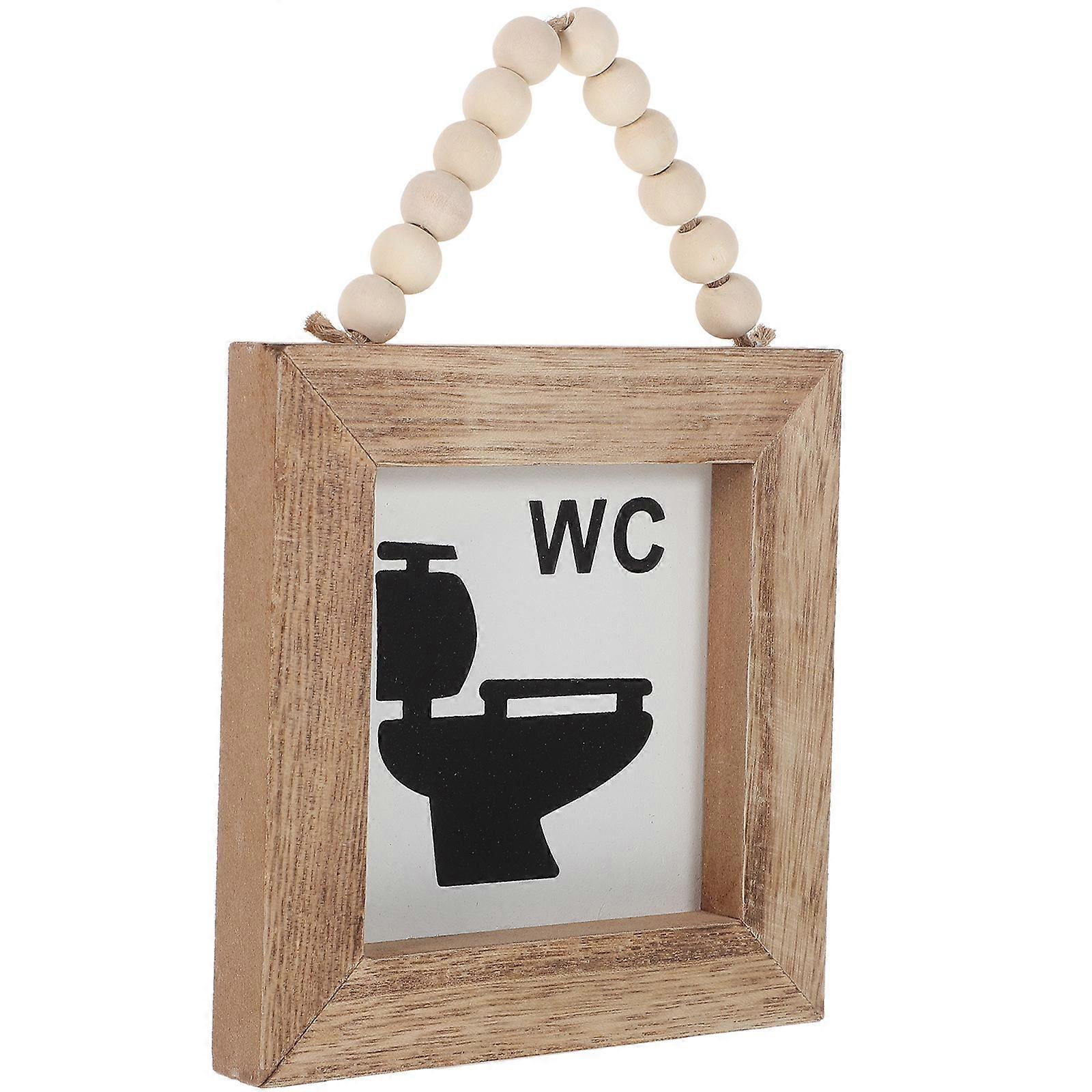 Wood Sign Bathroom Wall Decor Rectangular Shape Rustic Style for School Background Wall 17X12CM 1Set