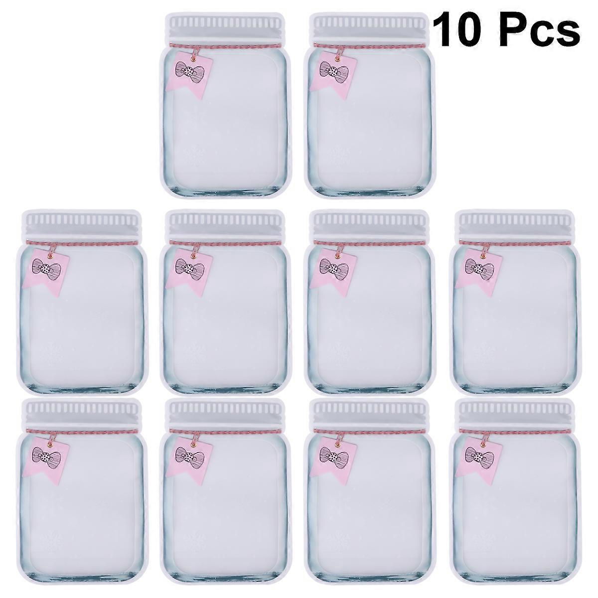 Snacks Pouch Bottle Shaped Plastic Pink 10Pcs