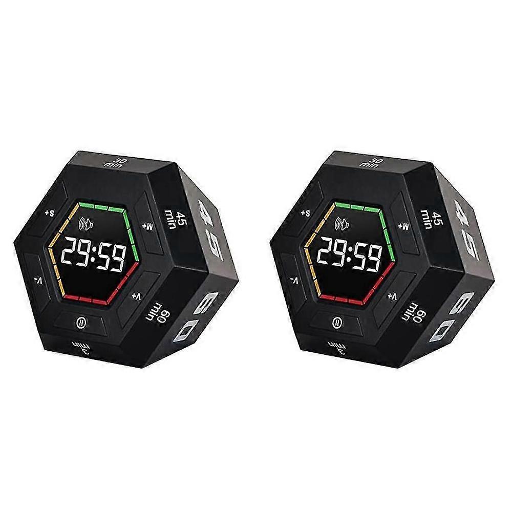 2-Pack Smart Cube Timer with 6 Presets, 99-Minute Countdown & Count-Up Modes for Productivity,