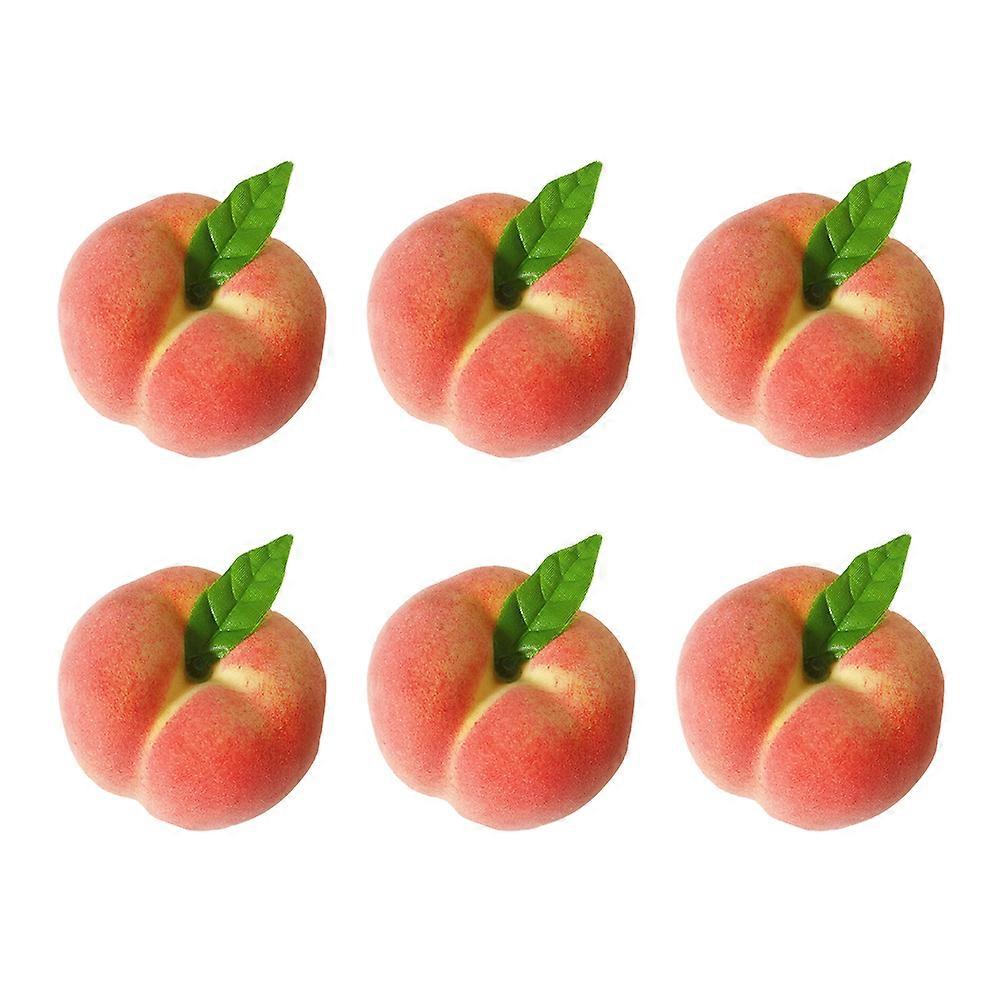 Artificial Fruit Peach Models for Decoration 6Pcs Pink Foam Set