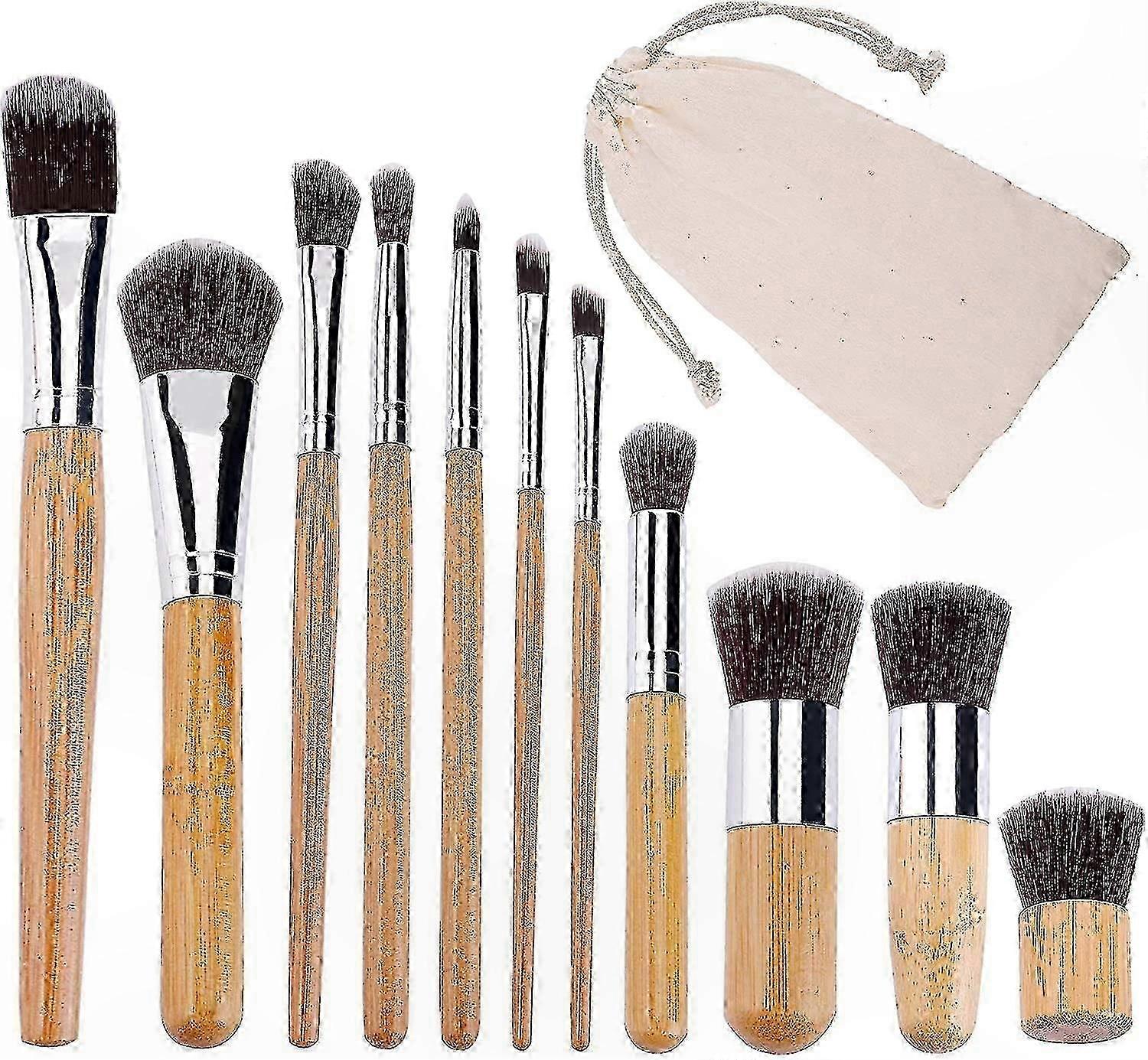 Bamboo Handle Cosmetic Brushes for Foundation and Makeup Application