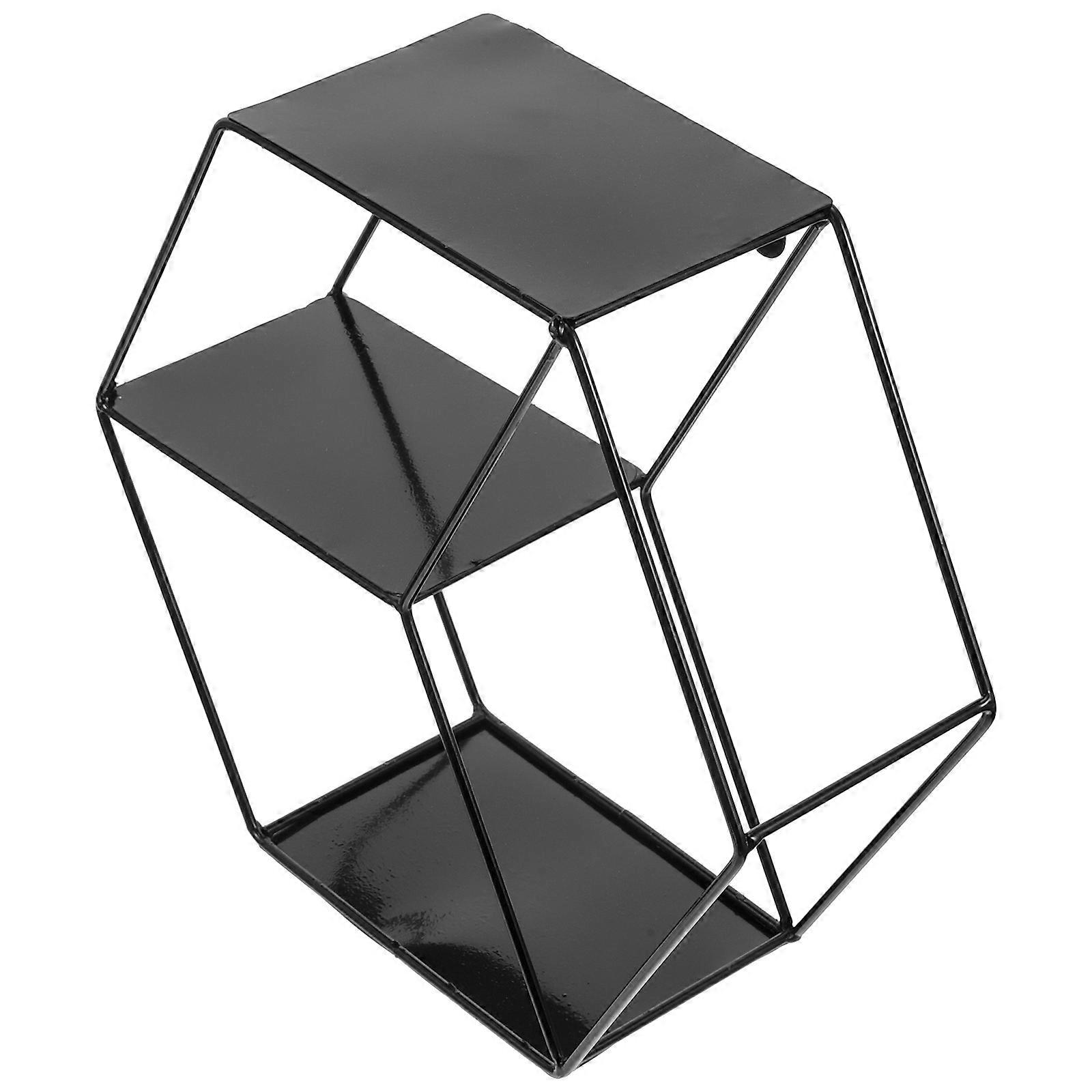 Black Wall Decor Hexagon Storage Rack for Room Storage Use
