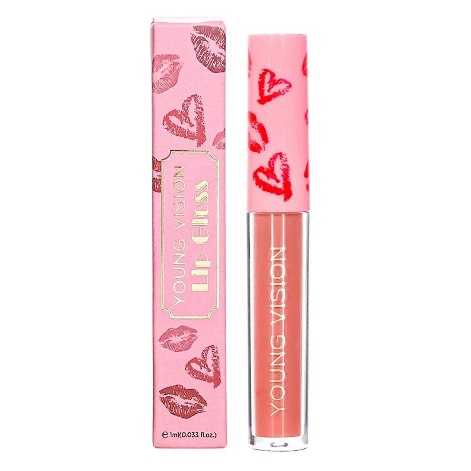 Long Lasting Lip Gloss with Moisturizing Plumping Effect, NonStick Cup Finish, Rose Shade, 1ml