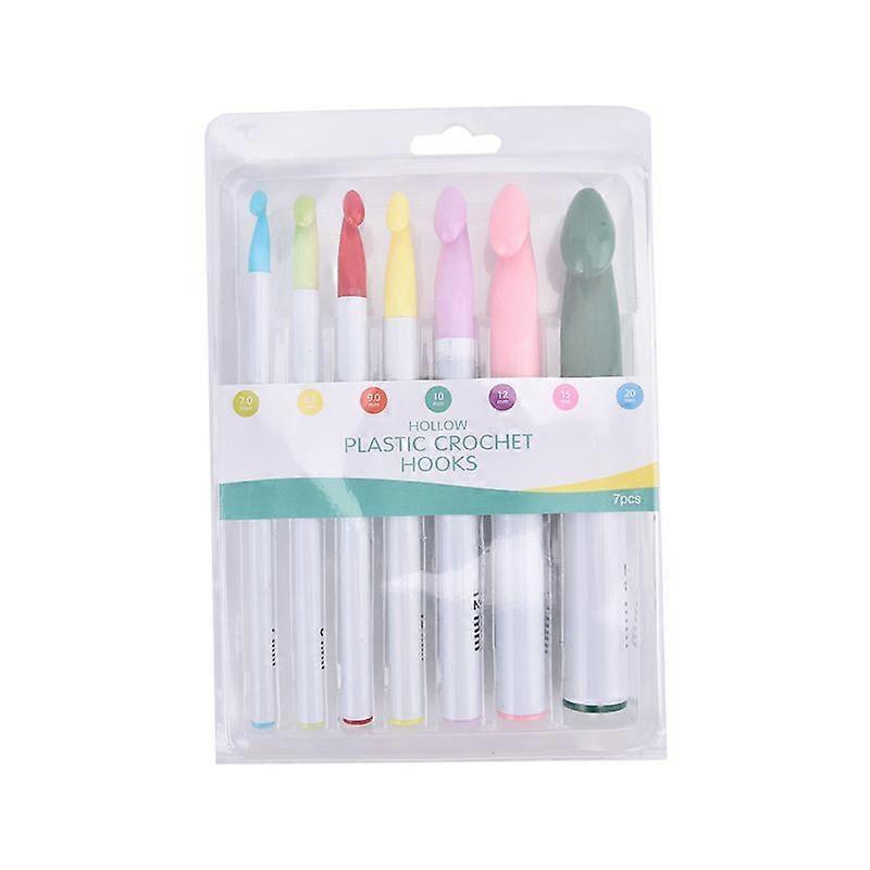 7 Pieces Plastic Handle Crochet Hooks Sets 7mm-20mm Knitting Sewing Tools