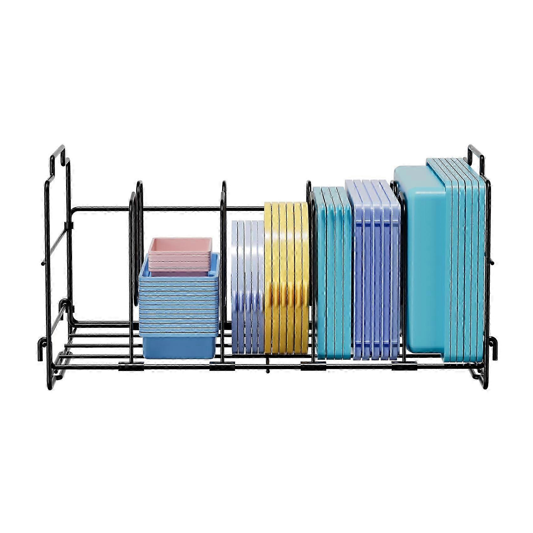 2026 Large Capacity Adjustable 4 - Divider Black Food Container Lid Organizer