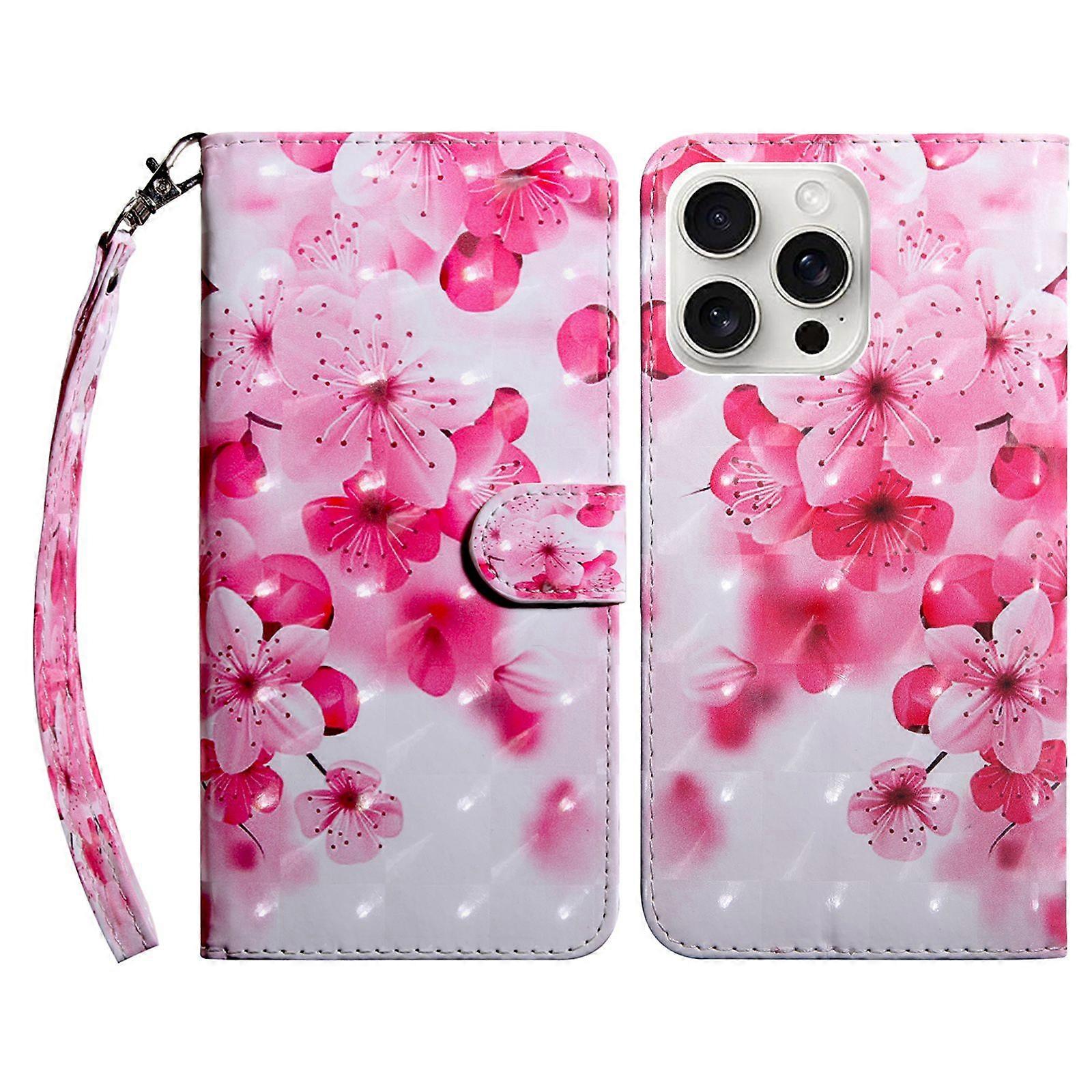 For iPhone 16 Pro Max Case Stand Pattern Printing Leather Phone Cover