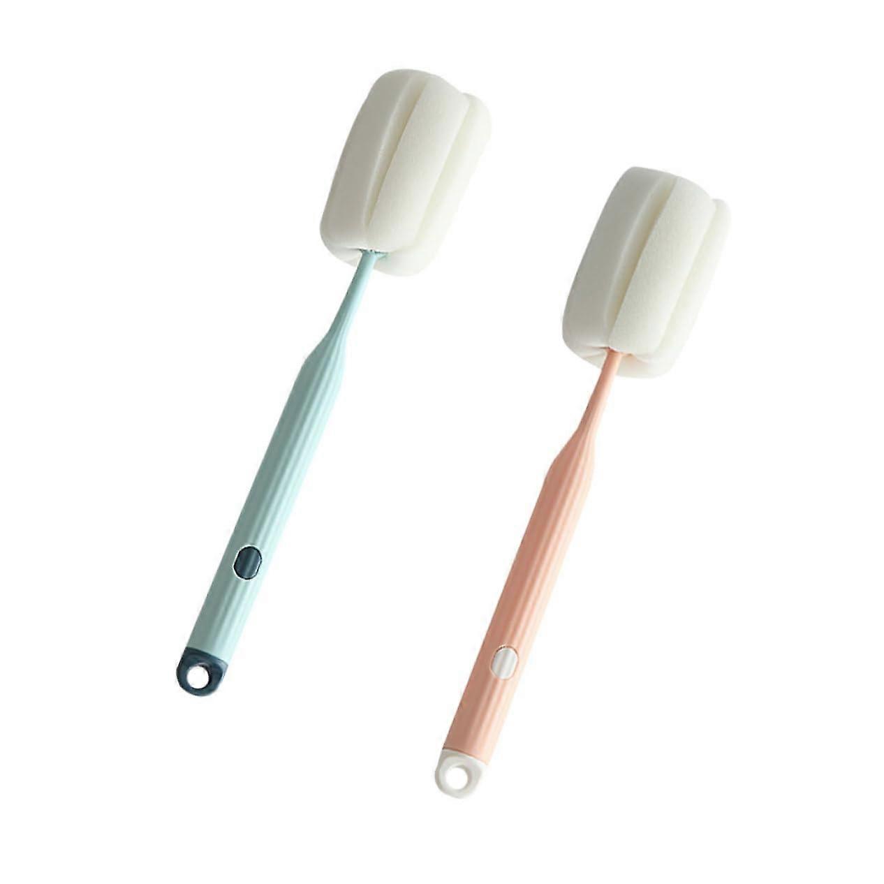 2pcs Long Handle Bottle Cleaning Brush Set with Sponge Cup Brush for Deep Gap Cleaning Kitchen