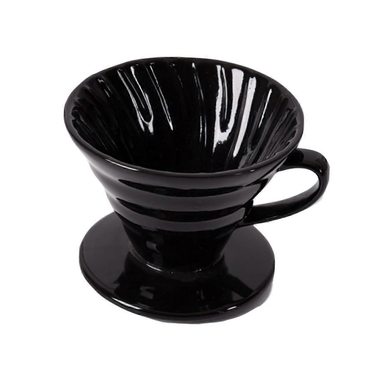 Ceramic Coffee Dripper Single Cup Pour Over Maker Reusable Filter Cone for Home and Office Black