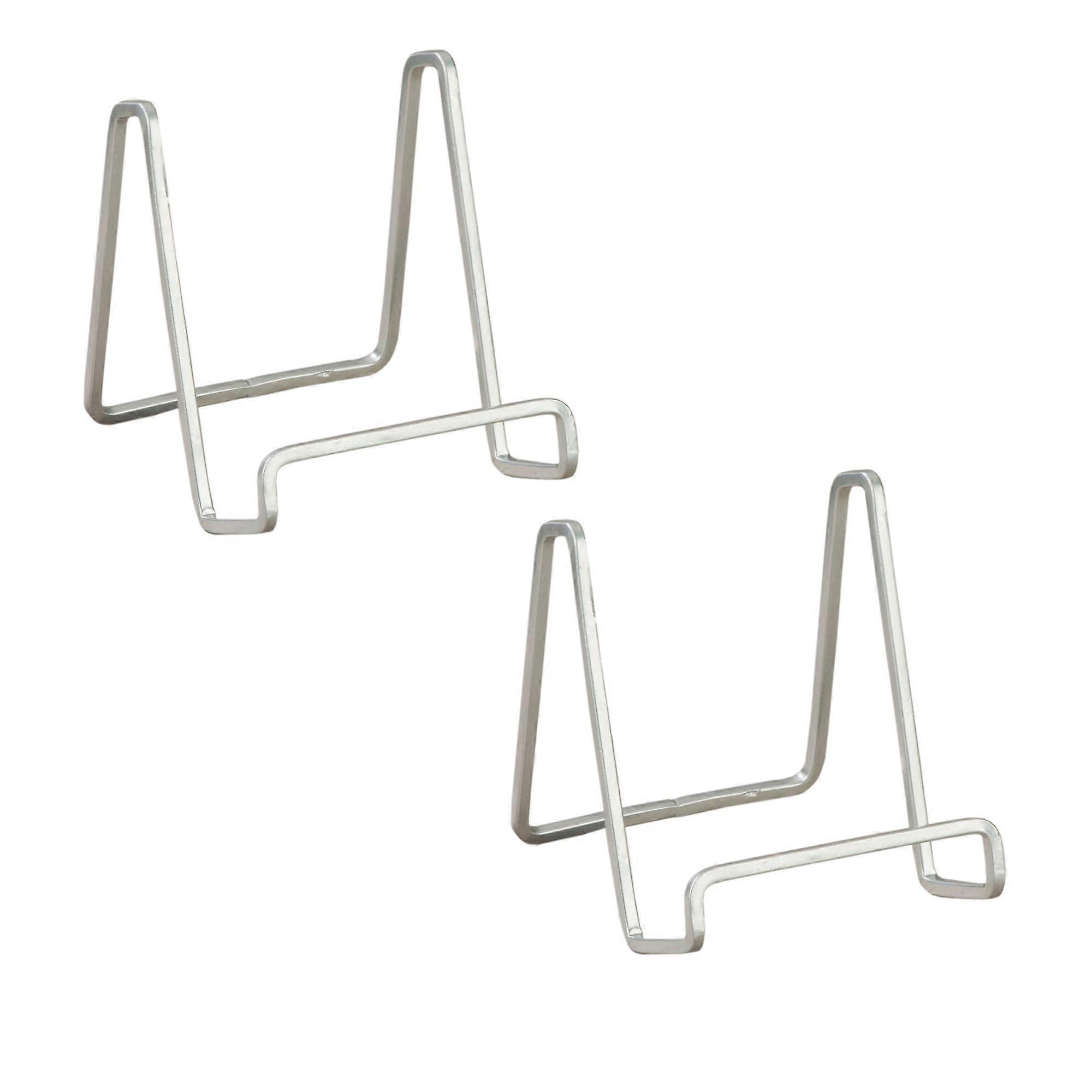 2Pack 4Inch Silver Plate Display Stand and Photo Frame Holder with Stable Base for Tabletop