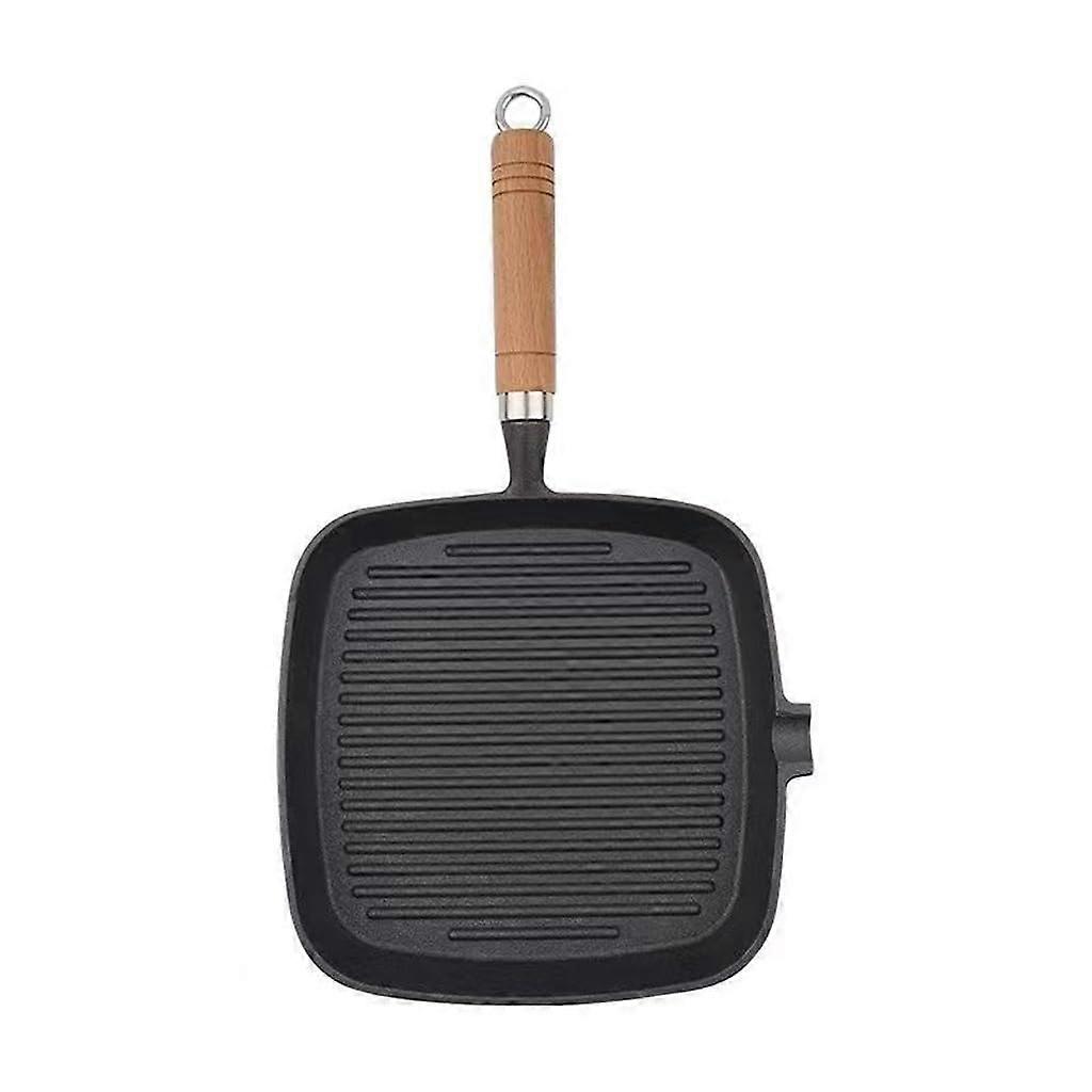 Cast Iron Steak Frying Pan with Striped Surface, Non Stick, Even Heat Distribution, Thick Bottom