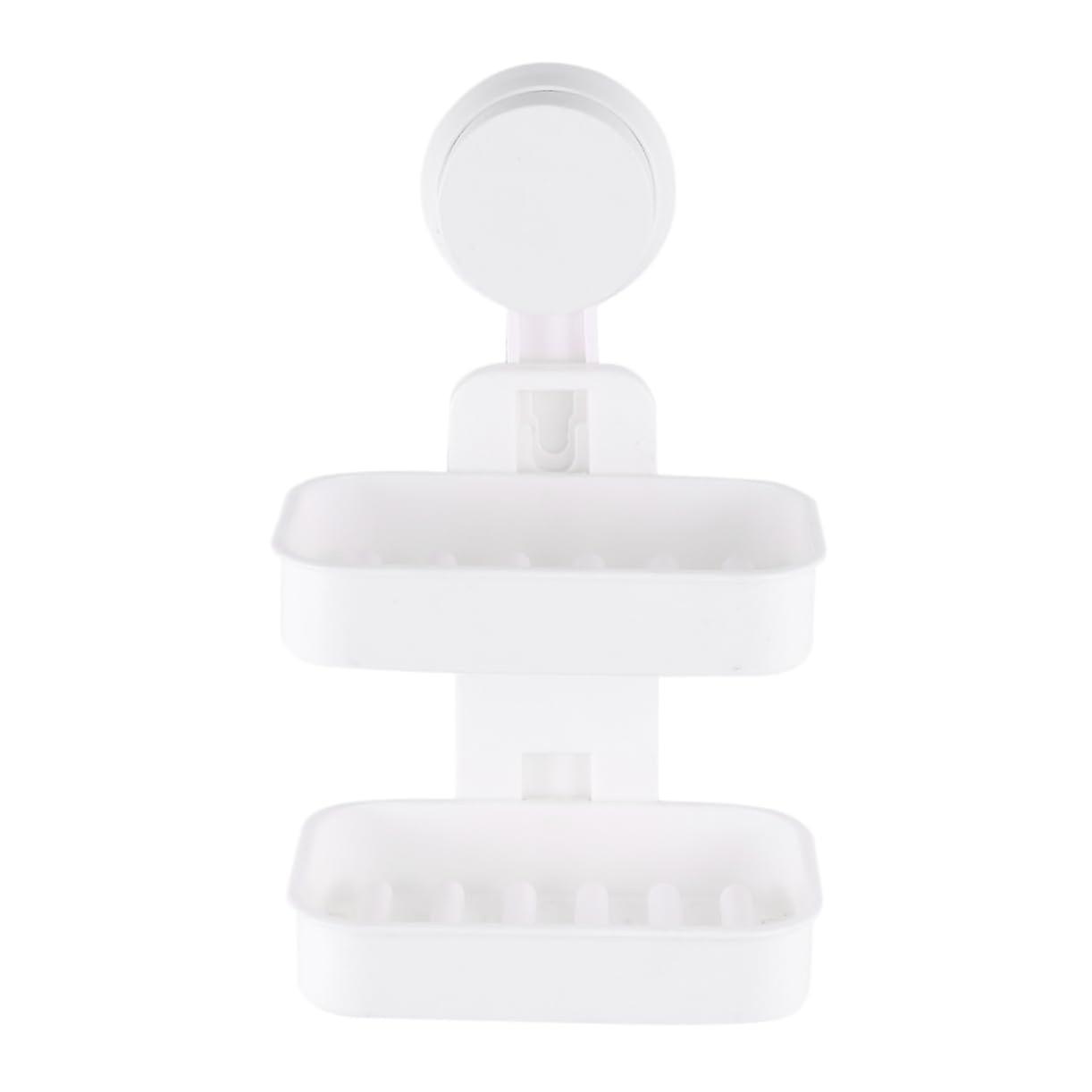 Self Draining Double Layer Soap Dish Holder with Suction Cup Waterproof for Bathroom Kitchen