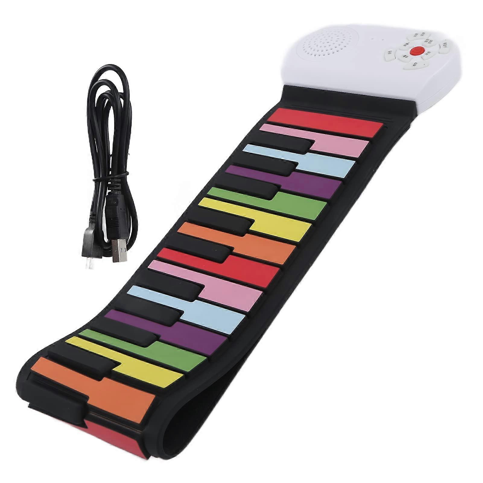 49Key Rainbow Roll Up Piano Keyboard USB Rechargeable MIDI Recording Foldable Design