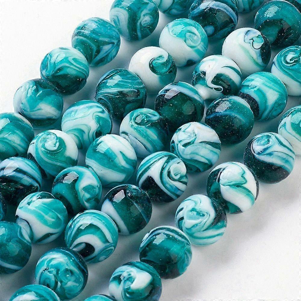 Handmade Lampwork Beads Round Dark Cyan 14mm Hole: 1~2mm