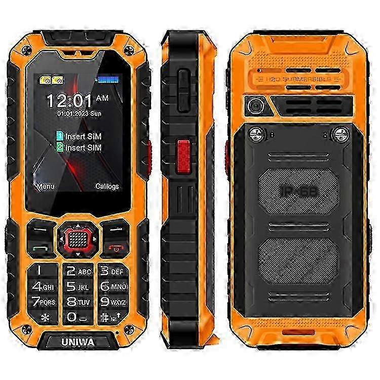 Telefone robusto UNIWA S9: tela de 2,4 polegadas, à prova d'água IP68, lanterna e conectividade 4G.