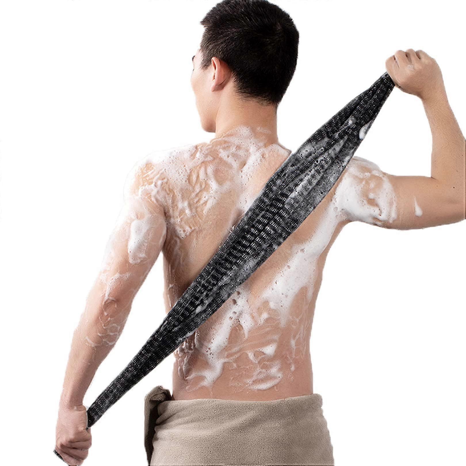 Exfoliating Bath Cloth 2 Pack for Men, Extra Long Back Scrubber with Quick Drying Fabric