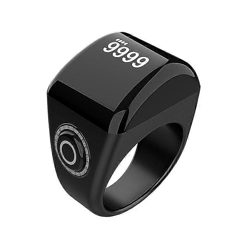 Smart Ring Muslim Digital Tasbih Counter with OLED Screen Waterproof APP Control 20mm Black