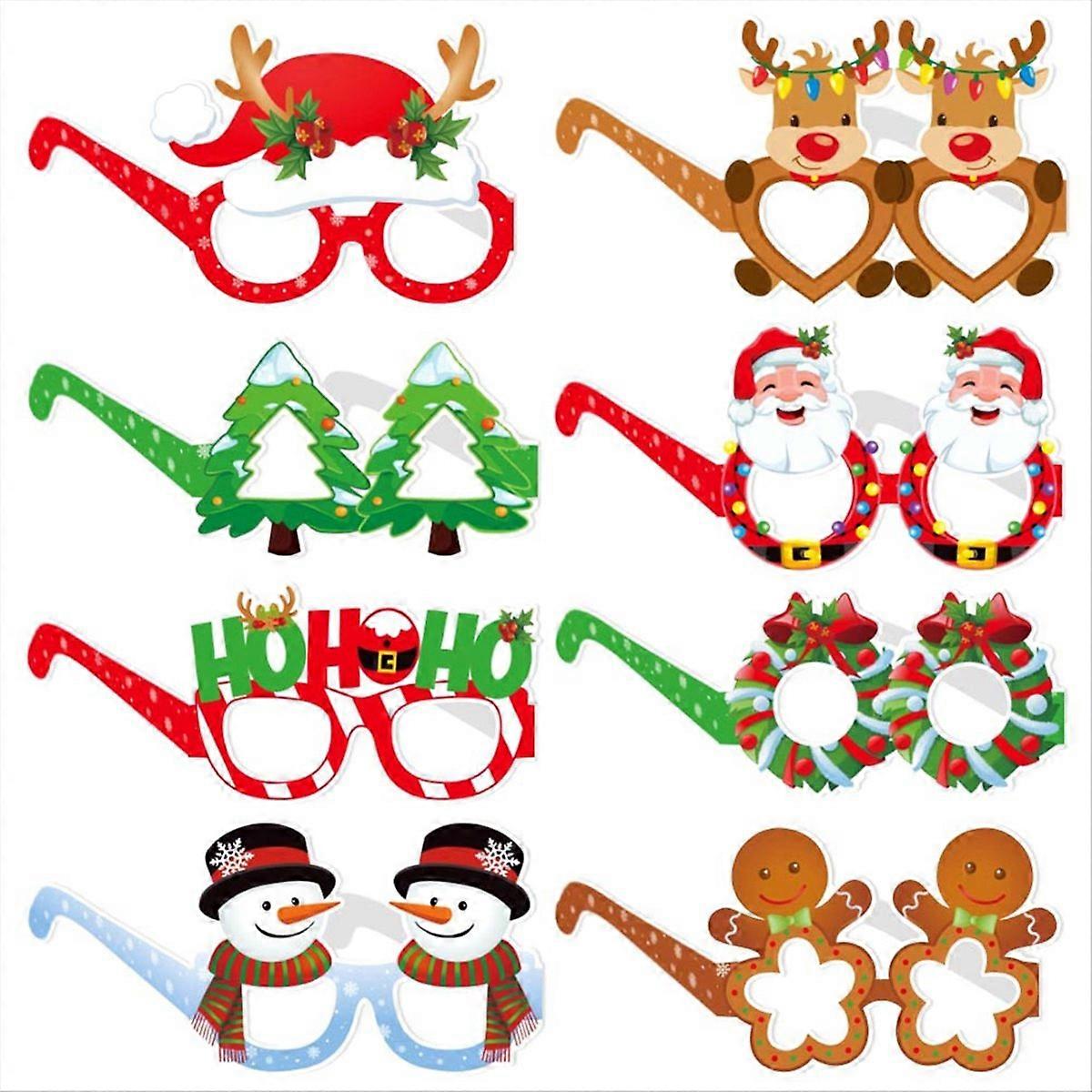 24Pcs Christmas Glitter Party Glasses Frames with Decorations
